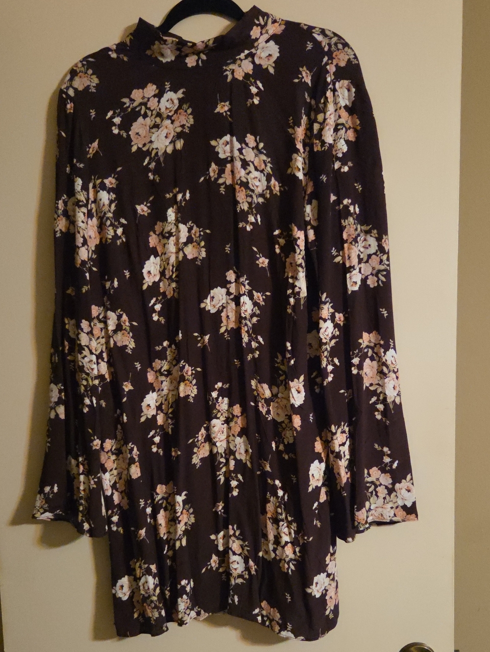 Divided Floral Backless Mini Dress in Brown and Cream